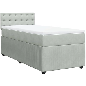 vidaXL Sommier à lattes de lit et matelas Gris clair 90x200 cm Velours pas cher