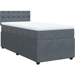 vidaXL Sommier à lattes de lit et matelas Gris foncé 90x200 cm Velours pas cher