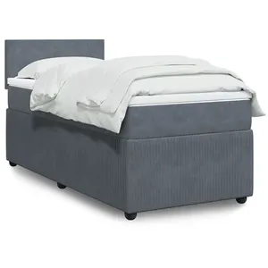 vidaXL Sommier à lattes de lit et matelas Gris foncé 90x200 cm Velours pas cher