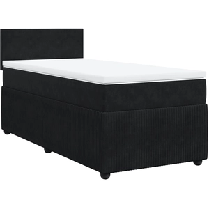 vidaXL Sommier à lattes de lit avec matelas Noir 90x200 cm Velours pas cher