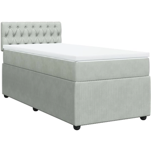 vidaXL Sommier à lattes de lit et matelas Gris clair 100x200cm Velours pas cher