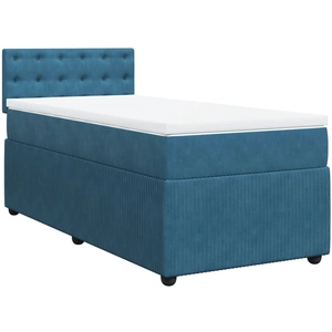 vidaXL Sommier à lattes de lit avec matelas bleu 90x190 cm velours pas cher