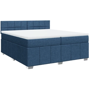 Sommier à lattes de lit avec matelas Bleu 200x200 cm Tissu Vidaxl Bleu pas cher