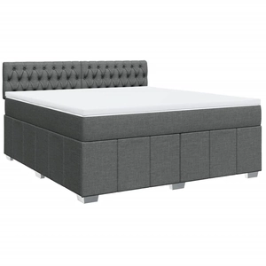 vidaXL Sommier à lattes de lit avec matelas Gris foncé 180x200cm Tissu pas cher