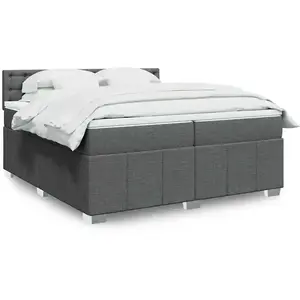 vidaXL Sommier à lattes de lit avec matelas Gris foncé 200x200cm Tissu pas cher