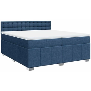 vidaXL Sommier à lattes de lit avec matelas Bleu 200x200 cm Tissu pas cher