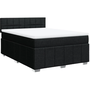 vidaXL Sommier à lattes de lit avec matelas Noir 160x200 cm Tissu pas cher