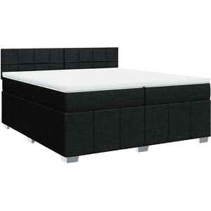 Sommier à lattes de lit avec matelas Noir 200x200 cm Tissu vidaXL pas cher