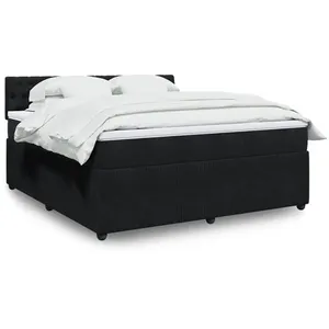 vidaXL Sommier à lattes de lit avec matelas Noir 180x200 cm Velours pas cher