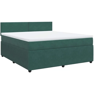vidaXL Sommier à lattes de lit et matelas Vert foncé 180x200cm Velours pas cher