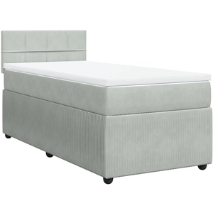 vidaXL Sommier à lattes de lit et matelas Gris clair 180x200cm Velours pas cher