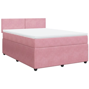 vidaXL Sommier à lattes de lit avec matelas Rose 160x200 cm Velours pas cher