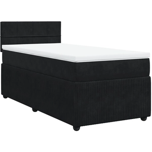 vidaXL Sommier à lattes de lit et matelas Noir 160x200 cm Velours