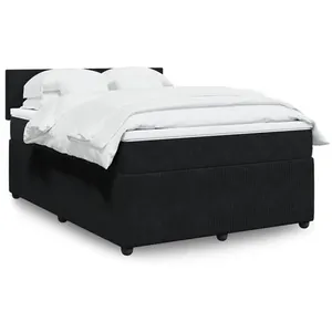 vidaXL Sommier à lattes de lit et matelas Noir 160x200 cm Velours pas cher