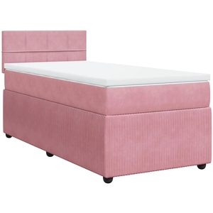 vidaXL Sommier à lattes de lit avec matelas Rose 160x200 cm Velours pas cher