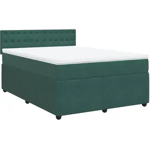 vidaXL Sommier à lattes de lit et matelas Vert foncé 140x190cm Velours pas cher