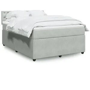 vidaXL Sommier à lattes de lit et matelas Gris clair 160x200cm Velours pas cher
