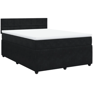 vidaXL Sommier à lattes de lit avec matelas Noir 140x200 cm Velours pas cher