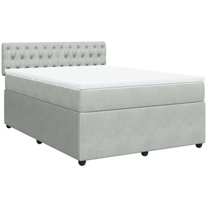 vidaXL Sommier à lattes de lit et matelas Gris clair 140x200cm Velours pas cher