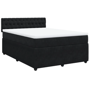 vidaXL Sommier à lattes de lit avec matelas Noir 140x200 cm Velours pas cher