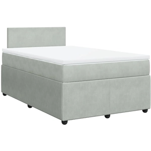 vidaXL Sommier à lattes de lit et matelas Gris clair 140x190cm Velours pas cher