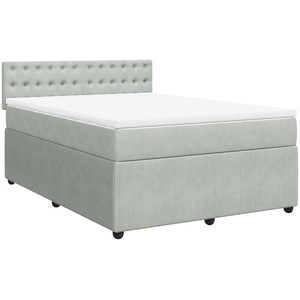 vidaXL Sommier à lattes de lit et matelas Gris clair 140x200cm Velours pas cher
