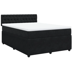 vidaXL Sommier à lattes de lit avec matelas Noir 140x200 cm Velours pas cher