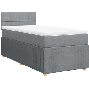 vidaXL Sommier à lattes de lit et matelas Gris clair 90x190 cm Tissu pas cher
