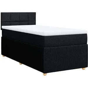 vidaXL Sommier à lattes de lit avec matelas Noir 90x190 cm Tissu pas cher
