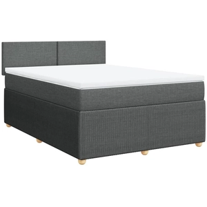 vidaXL Sommier à lattes de lit avec matelas Gris foncé 160x200cm Tissu pas cher