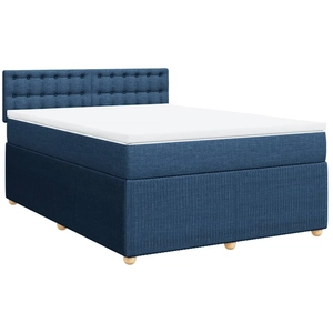 vidaXL Sommier à lattes de lit avec matelas Bleu 140x200 cm Tissu pas cher