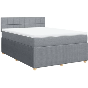 vidaXL Sommier à lattes de lit avec matelas Gris clair 140x200cm Tissu pas cher