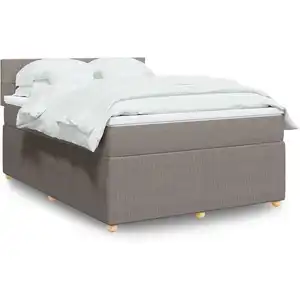 vidaXL Vidaxl Sommier À Lattes De Lit Avec Matelas Taupe 140x190 Cm Tissu pas cher
