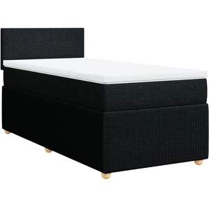 vidaXL Sommier à lattes de lit avec matelas Noir 140x190 cm Tissu pas cher
