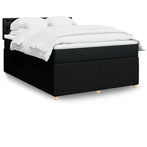 vidaXL Sommier à lattes de lit avec matelas Noir 140x200 cm Tissu pas cher
