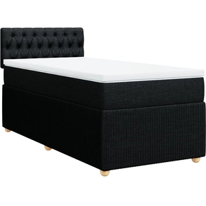 vidaXL Sommier à lattes de lit avec matelas Noir 140x200 cm Tissu pas cher