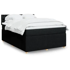 vidaXL Sommier à lattes de lit avec matelas Noir 140x190 cm Tissu pas cher