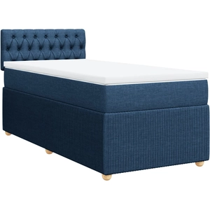 vidaXL Sommier à lattes de lit avec matelas Bleu 120x200 cm Tissu pas cher