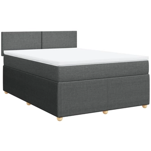 vidaXL Sommier à lattes de lit avec matelas Gris foncé 140x200cm Tissu pas cher