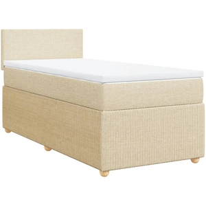 vidaXL Sommier à lattes de lit avec matelas Crème 140x200 cm Tissu pas cher