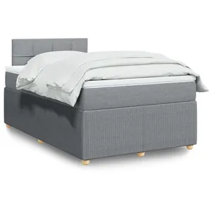 vidaXL Sommier à lattes de lit avec matelas Gris clair 120x200cm Tissu pas cher