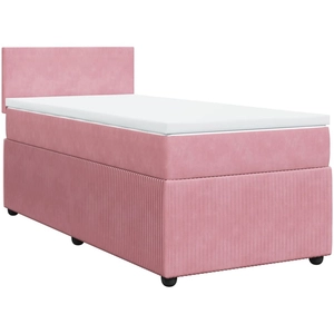 vidaXL Sommier à lattes de lit avec matelas Rose 90x190 cm Velours pas cher