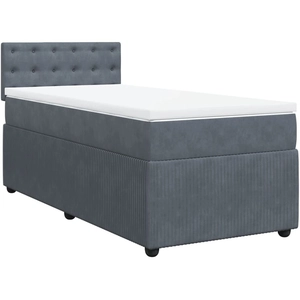 vidaXL Sommier à lattes de lit et matelas Gris foncé 90x190 cm Velours pas cher
