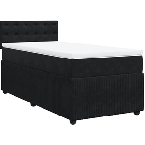 vidaXL Sommier à lattes de lit avec matelas Noir 90x190 cm Velours pas cher