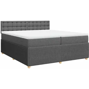 vidaXL Sommier à lattes de lit avec matelas Gris foncé 200x200cm Tissu pas cher