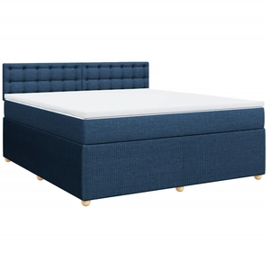 vidaXL Sommier à lattes de lit avec matelas Bleu 180x200 cm Tissu pas cher