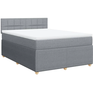 vidaXL Sommier à lattes de lit avec matelas Gris clair 200x200cm Tissu pas cher