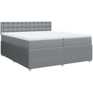 vidaXL Sommier à lattes de lit avec matelas Gris clair 200x200cm Tissu pas cher