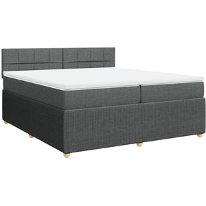 vidaXL Sommier à lattes de lit avec matelas Gris foncé 200x200cm Tissu pas cher
