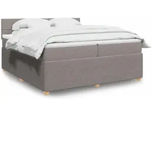 vidaXL Sommier à lattes de lit avec matelas Taupe 200x200 cm Tissu pas cher